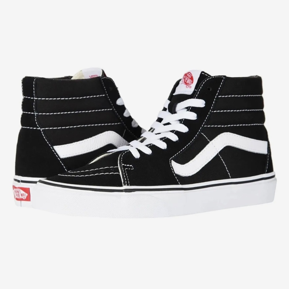 Sk8-Hi [VANS] Iconic Black & White High Top Shoes + Suede Sneakers | M 6 + W 7.5